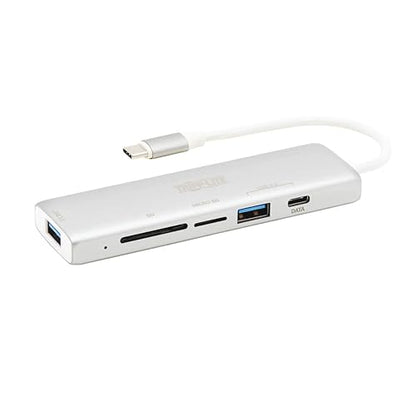 Tripp Lite USB-C 3.1 Multiport Adapter for Data Transfer (2 USB-A, 1 USB-C, SD, Micro SD), Thunderbolt 3, USB 3.1 Gen 1, 5 Gbps, Silver (U460-002-2AM-C1)