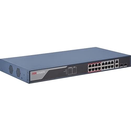 HIKVISION L2, SMART MANAGED, 16 10/100M RJ45 POE PORTS, 2 GIGABIT COMBO PORTS, 8