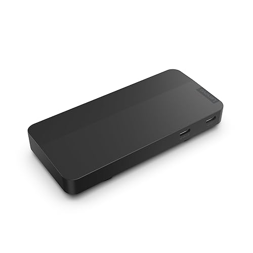 Lenovo USB-C Dual Display Travel Dock, 7 Ports, HDMI & DP Ports Support Dual Displays at 4K, Up to 100W PD Pass Through, Integrated USB-C Cable, Black USB Dock