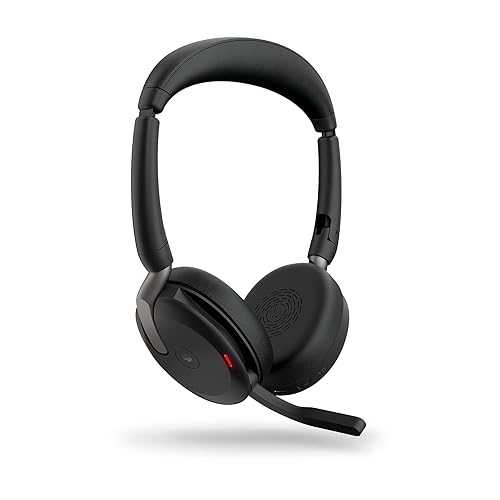 Jabra Evolve2 65 Flex Stereo Headset with Bluetooth, Wireless Charging Pad - Noise-Cancelling Jabra ClearVoice Technology & Hybrid Active Noise Cancellation - Certified for Microsoft Teams - Black USB-A MS Teams