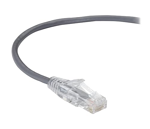 BLACKBOX Black Box Slim-Net Cat.6 UTP Patch Network Cable - 1 ft Category 6 Network Cable for Patch Panel, Wallplate, Network Device - First End: 1 x RJ-45 Network - Male - Second End: 1 x RJ-45 Network - Male - 10 Gbit/s - 28 AWG - Gray