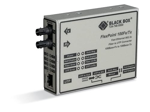 Black Box FlexPoint 100BASE-TX to 100BASE-FX Media Converter - 1 x RJ-45 , 1 x ST - 100Base-TX, 100Base-FX - Wall-mountable