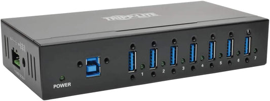 Tripp Lite 7-Port Industrial USB-A 3.0 SuperSpeed Hub with 15KV ESD Immunity, Metal Case, Mountable, USB Type-A (U360-007-IND), Black 7-Port Industrial Hub