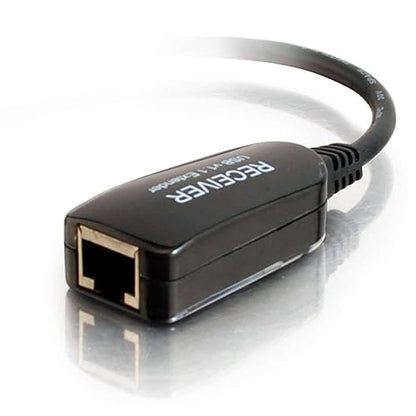 C2G 29353 1-Port USB 1.1 over Cat5 Superbooster Extender Dongle, RJ45 Female to USB B Male Receiver, Black USB Superbooster Dongle Extender