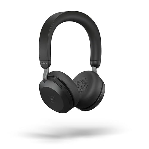 Jabra Evolve2 75 Wireless PC Headset with 8-Microphone Technology - Dual Foam Stereo Headphones with Advanced Active Noise Cancellation, USB-A Bluetooth Adapter and MS Teams-Compatibility - Black Headset (USB-A) MS Teams Compatible