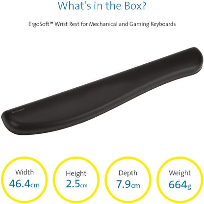 Kensington ErgoSoft Wrist Rest for Mechanical &amp; Gaming Keyboards, Black (K52798WW) Keyboard Wrist Rest Mechanical &amp; Gaming