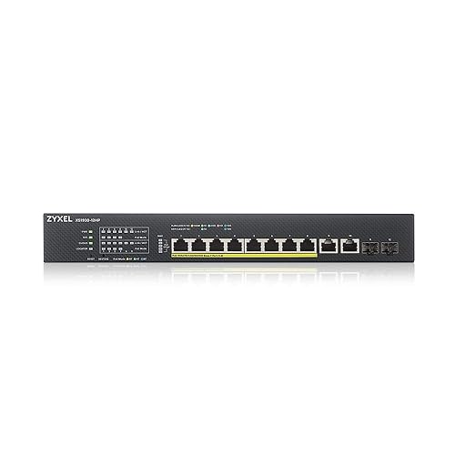 Zyxel 8-Port PoE Multi-Gigabit Ethernet Smart-L2+ Managed Switch | 8X PoE++ @375W | 2X 10G Ethernet | 2X 10G SFP+ | Optional Nebula Cloud | Rackmount [XS1930-12HP] 12-Port | PoE++