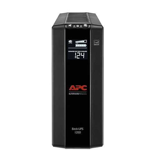 APC UPS 1350VA UPS Battery Backup and Surge Protector, BX1350M Backup Battery Power Supply, AVR, Dataline Protection 1350VA Battery Backup