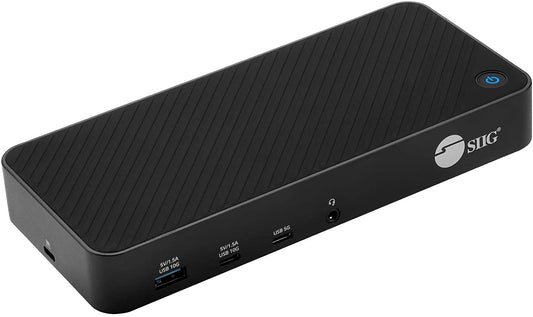 SIIG Type C Triple Monitor Docking Station with Laptop Charging, DisplayLink &amp; Thunderbolt 3 Compatible, Dual DisplayPort 4K 60HZ, Triple HDMI 4K, Gigabit Ethernet, 100W Power Delivery (JU-DK0P11-S1)