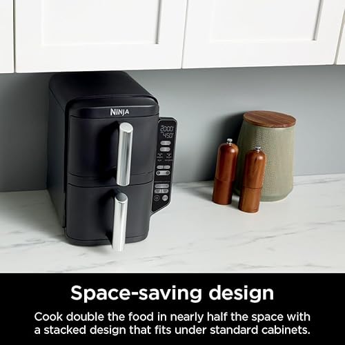 Ninja DoubleStack 2-Basket Air Fryer, DoubleStack Technology Cooks 4 Foods at Once, Space Saving Design, 8 QT, 6-in-1 SL201C (Canadian Version)