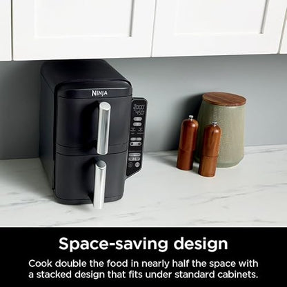 Ninja DoubleStack 2-Basket Air Fryer, DoubleStack Technology Cooks 4 Foods at Once, Space Saving Design, 8 QT, 6-in-1 SL201C (Canadian Version)