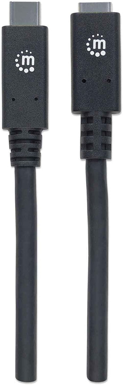 Manhattan Products SuperSpeed+ USB-C Extension Cable, USB 3.1 Gen 2, Type-C Male to Type-C Female, 10 Gbps, 5 A, 50 cm (1.5 ft.), Black Black 50 cm, 10 Gbps (Polybag) USB-C to USB-C Extension Cable