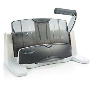Swingline Hole Punch, Desktop Hole Puncher, 40 Sheet Punch Capacity, 2-7 Holes, Adjustable, LightTouch, Black/Silver (74357) 1 Each 40 Sheet Staples