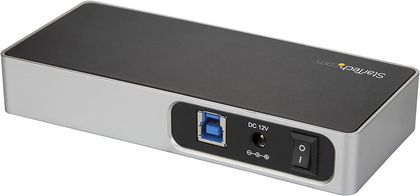 StarTech.com 7 Port USB C Hub with Fast Charge Port - USB-C to 5X USB-A 2X USB-C (USB 3.0 SuperSpeed 5Gbps) - Self Powered USB 3.1 Gen 1 Type-C Hub w/Power Adapter - Desktop/Laptop Hub (HB30C5A2CSC) 0.9"x2.6"x5.9" Black, Silver