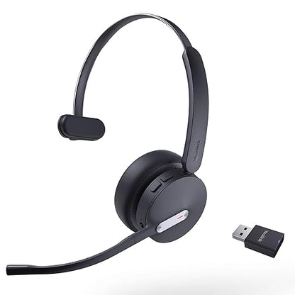 Yealink WH64 Hybrid DECT& Bluetooth Wireless Headset, 492ft Range Mono UC Zoom Headphones with DECT Dongle, 3X Mic, 26H Talk Time, Office Work Portable Single On Ear Headsets for PC,Cellphone,Laptop WH64 Hy-Mono UC( DECT Dongle)