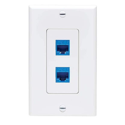 Tripp Lite Decora Wall Plate Insert, Decorative Center Plate, Vertical 2 Port Keystone Jack, White (N042D-002V-WH) Center Plate 2 Ports