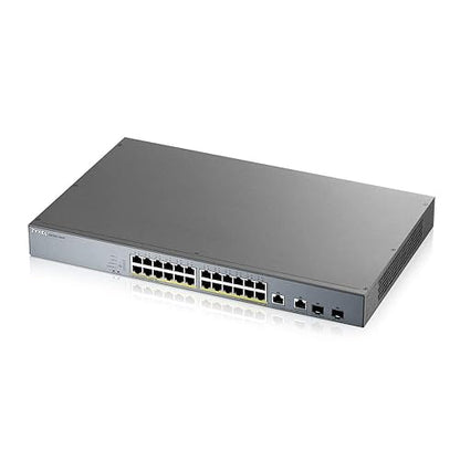 Zyxel 24-Port Gigabit Smart Managed PoE+ Switch with 375 Watt Budget and 2 Gigabit Combo Ports with Nebula Cloud Managment, Long Range PoE Switch [GS1350-26HP] Information Not Available