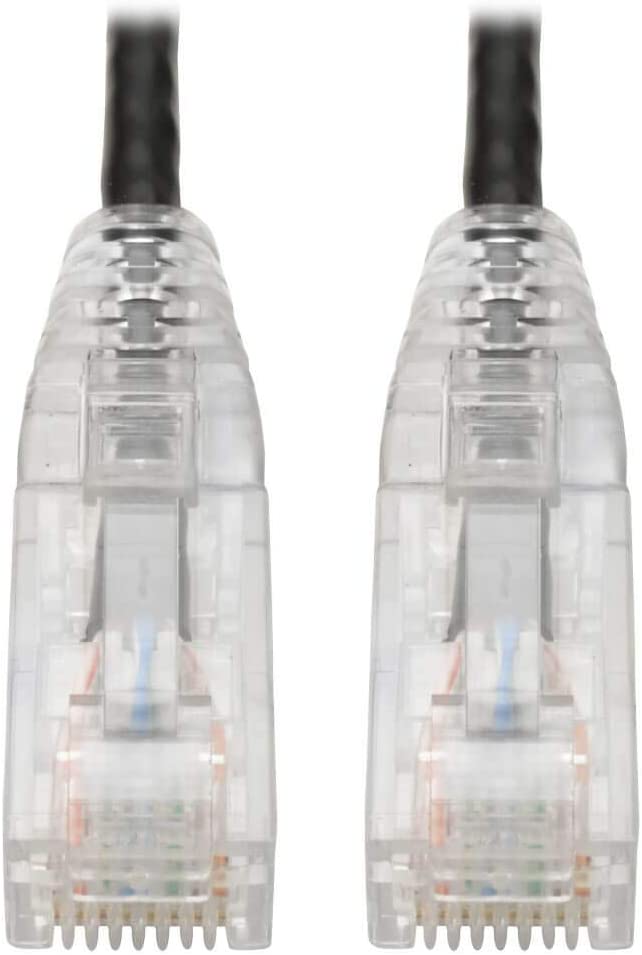 Tripp Lite Cat6 Gigabit Patch Cable, RJ45 M/M, Gigabit, Snagless, Molded, Slim, Black, 1 ft. (N201-S01-BK) Black 1 ft.
