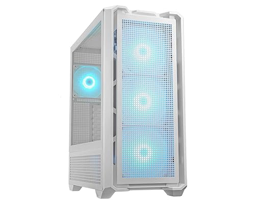 Cougar MX600 RGB PC Gaming Case Full Tower - Mini ITX/Micro ATX/ATX/CEB/E-ATX Motherboards with Transparent Side Panel, 3 x 140mm ARGB Fans Front & 1x 120mm ARGB Fan Rear Pre-Installed, White