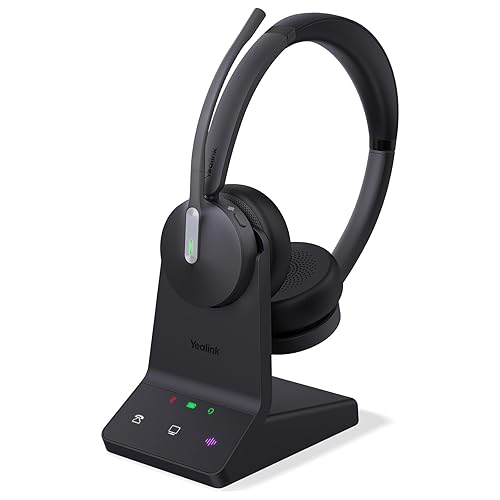 Yealink WH64 Wireless Headset, DECT and Bluetooth Dual Hybrid Headset for Zoom Certified & UC Platform, Phone Headset with 3X Mic, 32 Talk Time, 492ft Range, Office Headset for Desk IP Phone,PC WH64-Dual-UC