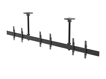 Monoprice 3x1 Menu Board Ceiling Mount for Screens Between 32in to 65in, Adjustable Tilt, Max Weight 66 Lbs Per Screen, VESA Patterns Up to 600x400, Steel Construction, Black - Commercial Series