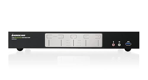 IOGEAR 4-Port 4K Dual View KVMP Switch with HDMI Connection, USB 3.0 Hub and Audio (TAA) GCS1944H