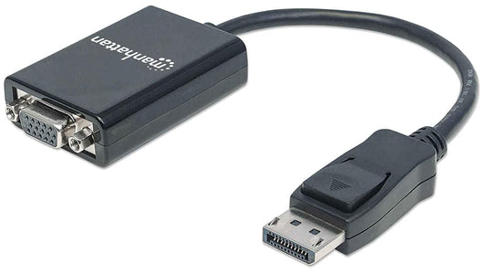Manhattan DisplayPort to VGA converter cable, DisplayPort male to VGA HD15 female adapter, 6 inch, active, black ICI151962 - MANHATTAN 151962 DisplayPort to VGA Converter Cable
