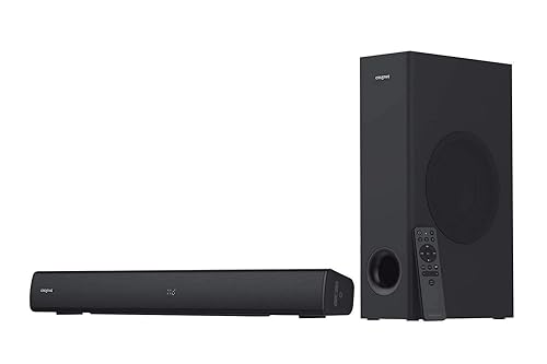 Creative Stage V2 2.1 Soundbar with Subwoofer, Clear Dialog and Surround by Sound Blaster, Bluetooth 5.0, TV ARC, Optical, and USB Audio, Wall Mountable, Adjustable Bass and Treble, for TV 2.1 Soundbar with Surround + Clear Dialog