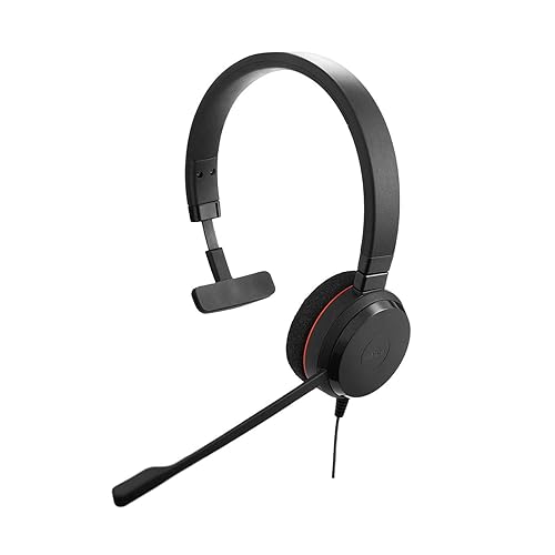 Jabra Evolve 20 MS Wired Headset, Mono Telephone Headset for Greater Productivity, Superior Sound for Calls and Music, USB Connection, All Day Comfort Design, MS Optimized (4993-823-109) Skype Optimized Mono Speaker