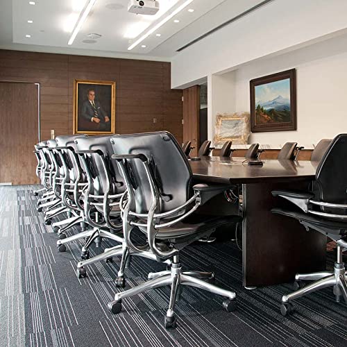 Humanscale Freedom Task Chair | Corde 4 Black Seat and Back | Graphite Frame | Height-Adjustable Duron Arms | Standard Foam Seat, Hard Carpet Casters, and 5 Cylinder