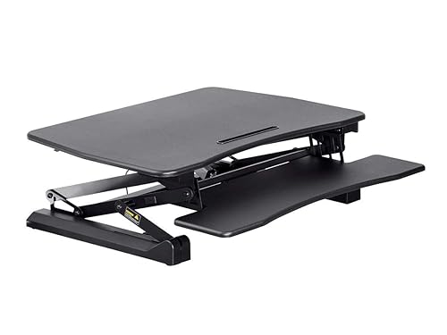 Monoprice Electric Sit-Stand Riser Desk Converter - Height Adjustable 5.9"-18.9", Black - Workstream Collection
