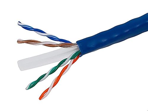 Monoprice Cat6 Ethernet Bulk Cable - Network Internet Cord - Stranded, 550Mhz, UTP, CM, Pure Bare Copper Wire, 24AWG, 1000ft, Blue Blue 1000ft Cable