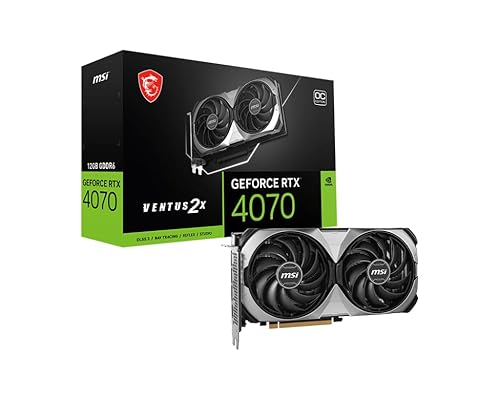 MSI Gaming GeForce RTX 4070 Ventus 2X E1 12G OC Graphics Card (Ada Lovelace Architecture, Extreme Clock: 2520 MHz, Memory Speed: 20 Gbps, 12GB GDDR6, 192-bit, DP/HDMI)
