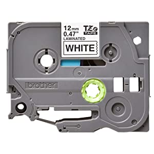 Brother Genuine P-Touch TZE-221 Tape, Extra Strength 9mm, 0.35", Laminated Black on White Water-Resistant, Single-Pack