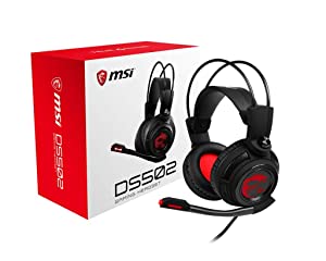 MSI DS502 Gaming Headset, Enhanced Virtual 7.1 Surround Sound, Ergonimic Design, Omnidirectional Microphone, Intelligent Vibration System, Red LED Lighting, PC/Mac DS502 GAMING HEADSET Headphone