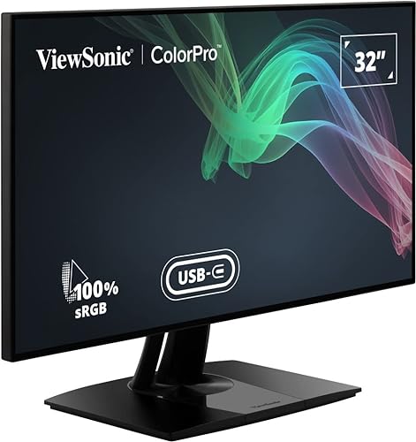 ViewSonic VP3268a-4K 32 Inch Premium IPS 4K Monitor with Advanced Ergonomics, ColorPro 100% sRGB Rec 709, 14-bit 3D LUT, Eye Care, HDR10 Support, HDMI, USB C, DisplayPort for Professional Home Office 32-Inch, 4K, USB C