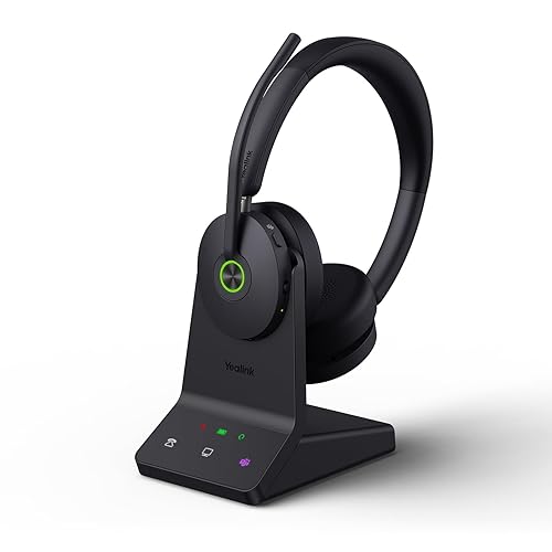 Yealink WH68 ANC DECT&Bluetooth Wireless Headset,606ft Long Rang Dual Ear Teams Headphones with 6X Noise Cancelling Mic, 32H Call, Work Active Noise Cancellation Stereo Headsets (PC,Cellphone,Laptop)