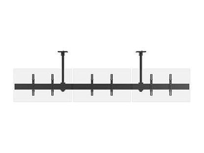 Monoprice 3x1 Menu Board Ceiling Mount for Screens Between 32in to 65in, Adjustable Tilt, Max Weight 66 Lbs Per Screen, VESA Patterns Up to 600x400, Steel Construction, Black - Commercial Series