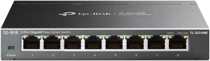 TP-Link 8 Port Gigabit Switch | Easy Smart Managed | Plug &amp; Play | Limited Lifetime Protection | Desktop/Wall-Mount | Sturdy Metal w/ Shielded Ports | Support QoS, Vlan, IGMP and LAG (TL-SG108E) 8 Port w/ Enhanced Features