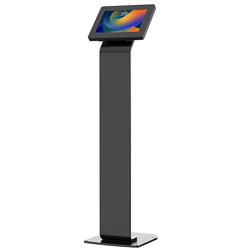 Premium Kiosk Floor Stand - CTA Locking Floor Stand Kiosk - IPad 10th Gen 10.9-Inch - IPad 7/8/9 Gen 10.2-Inch - IPad Pro 11 - IPad 5/6 Gen - Surface Go - Galaxy Tab S5E & More - Black (PAD-PARAF) Single Enclosure Medium Size Tablets Black
