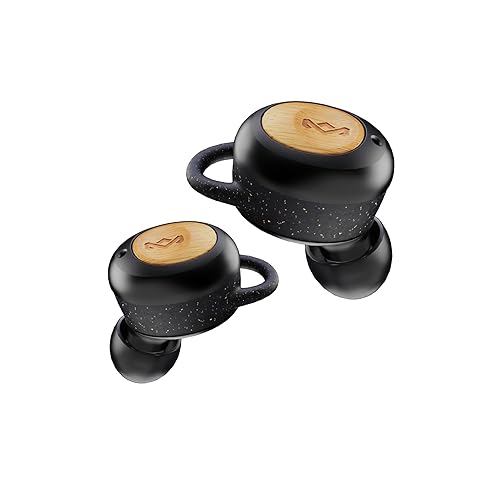 House of Marley Champion 2: True Wireless Earbuds with Microphone, Bluetooth Connectivity, 35 Hours Total Playtime, and Sustainable Materials, Signature Black