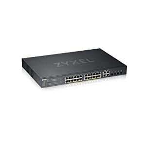 ZyXEL 24-Port Gigabit Ethernet High Powered PoE 375W NebulaFlex Smart Managed Switch | 4X RJ-45/SFP Ports | 802.3at 802.3af | Metal | Limited Lifetime [GS1920-24HPv2] 24-port PoE+ (375W) 4x SFP