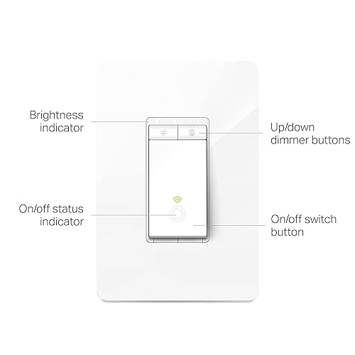 Kasa Smart Single Pole Dimmer Switch by TP-Link (HS220) -Dimmer Light Switch for LED Lights, Works with Alexa and Google Home, 1-Pack , White ( Packaging May Vary ) Smart Dimmer Switch Dimmer Switch