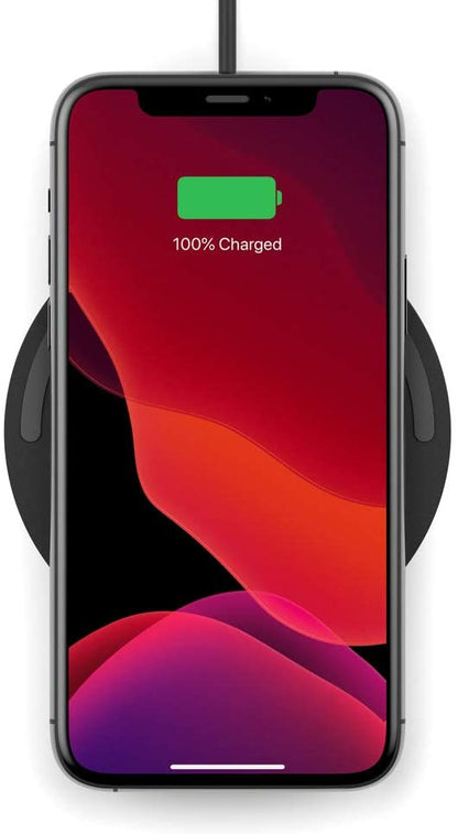 Belkin BoostCharge 10W Fast Wireless Charger Pad, with Included QuickCharge 3.0 Wall Charger and Cable, Case Compatible for iPhones, Galaxy, Pixel and Other Qi Enabled Devices (includes AC adapter)