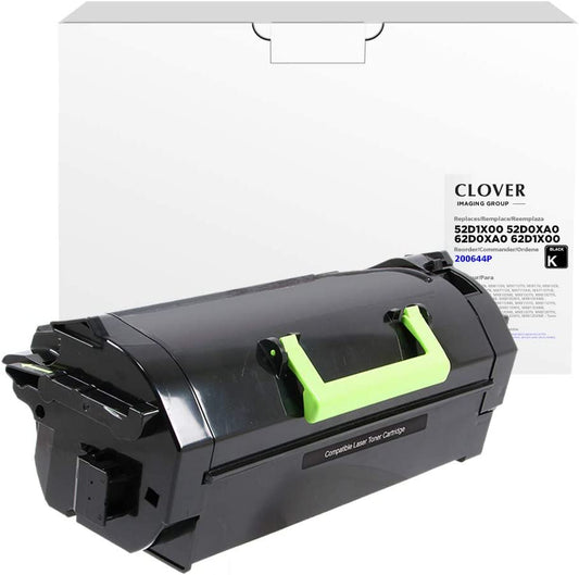 Cig Clover Remanufactured Toner Cartridge for Lexmark 52D1X00, 52D0XA0, 52D0XAL, 62D0XA0, 62D1X00 | Black | Extra High Yield