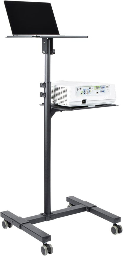 StarTech.com Mobile Projector and Laptop Stand/Cart - Heavy Duty Portable Projector Stand (2 Shelves, hold 22lb/10kg each) - Height Adjustable Rolling Presentation Cart w/Lockable Wheels (ADJPROJCART)