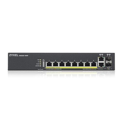 Zyxel 8-Port Gigabit Switch | Layer 2 Managed | PoE+ @ 180 Watt Budget | 2x Gigabit Combo Ports | Hybrid Cloud Mode [GS2220-10HP] 8-Port | PoE+ | 2-Port GbE