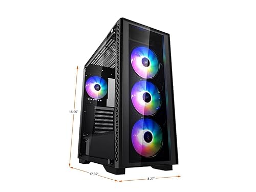 DeepCool Matrexx 50 Black Case ATX USB 3.0 PC Gaming 0.6 mm SPCC with 4 Fans 120 mm RGB Rainbow Addressable 5 V ADD Front and Side Panel in Tempered Glass (HxWxL 479x442x210 mm) Mtrexx 50 Matrexx 50 | 4*Fan ADD-RGB 5V 3PIN | Side Glass