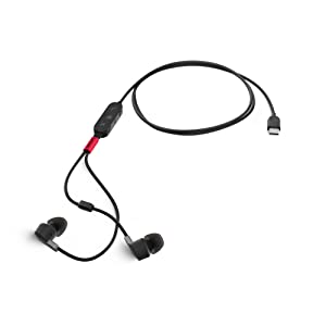 Lenovo Go USB-C ANC in-Ear Headphones - Stereo - USB 2.0 Type C - Wired - 32 Ohm - 50 Hz - 10 kHz - Earbud - Binaural - in-Ear - 3.94 ft Cable - Noise Cancelling Microphone - Thunder Black