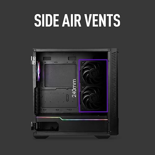 MSI MPG Velox 100R - Mid-Tower Gaming PC Case: Tempered Glass Side Panel, 4 x 120mm ARGB Fans, Liquid Cooling Support up to 360mm Radiator, Mesh Panel for Optimized Airflow